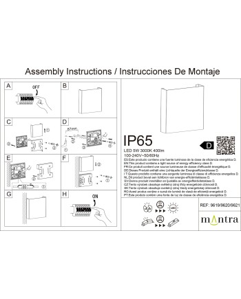 HUEZ * APLIQUE LED IP65 5W 3000K NEGRO